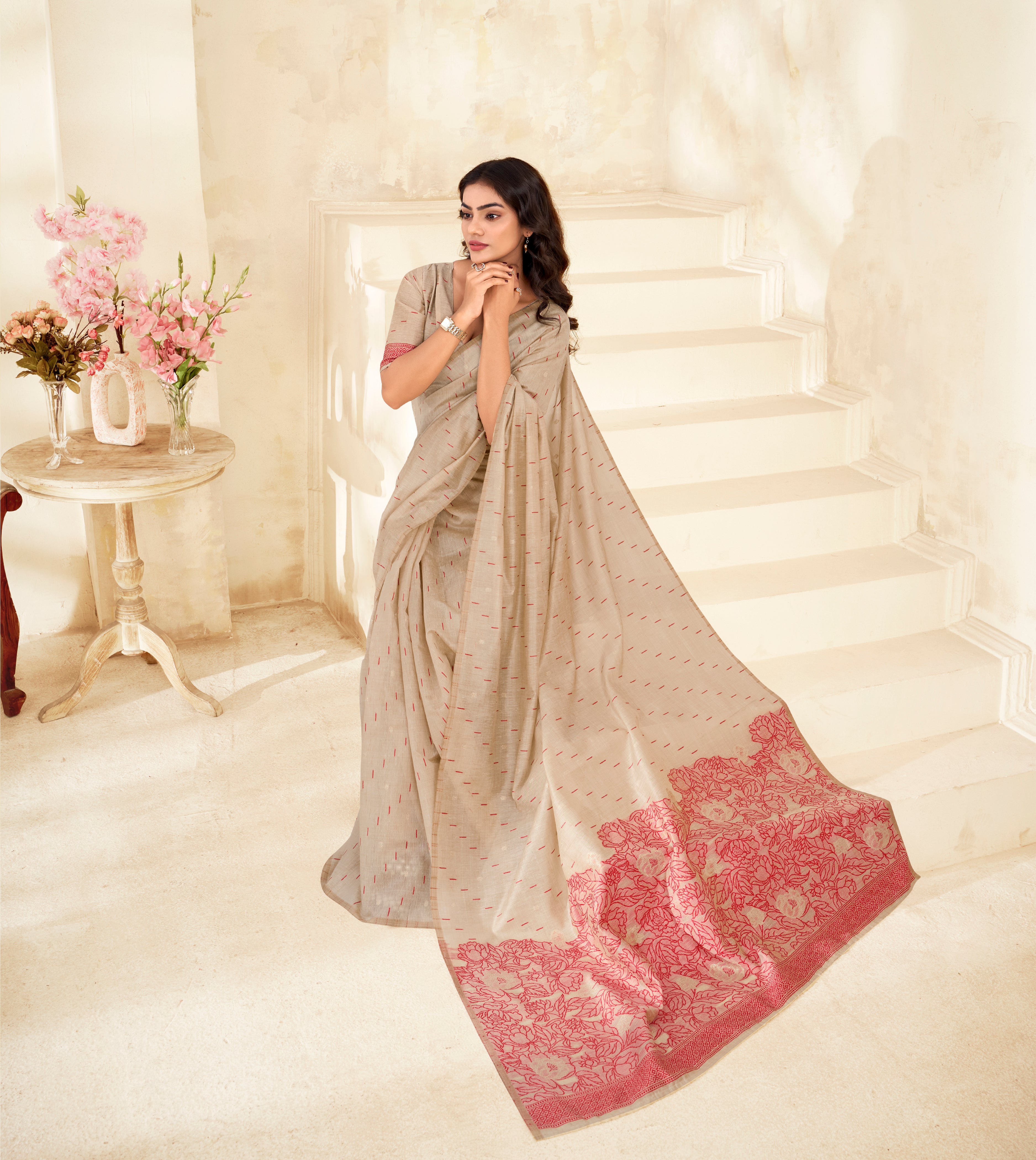 Cream silk