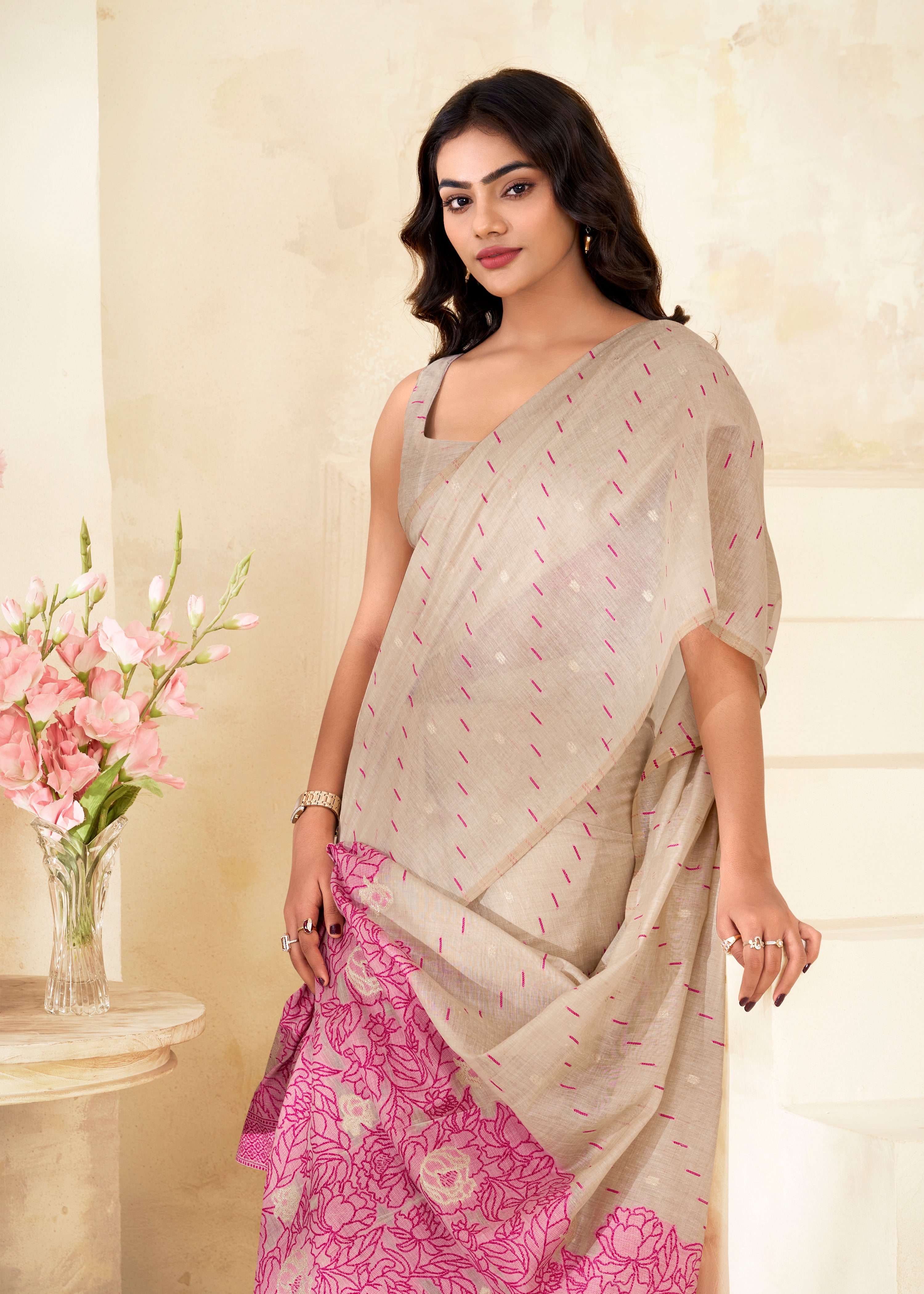 Cream silk
