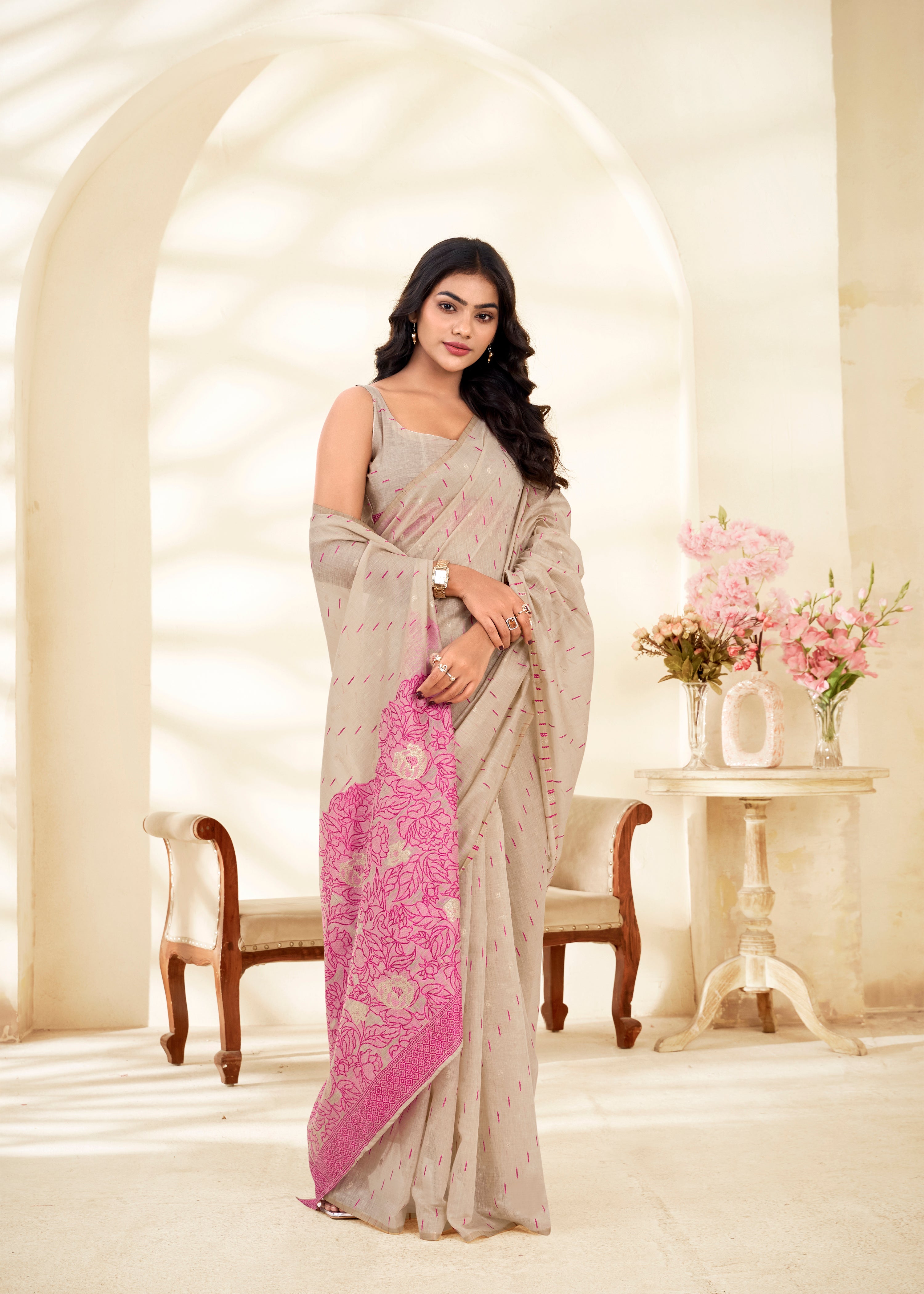 Cream silk