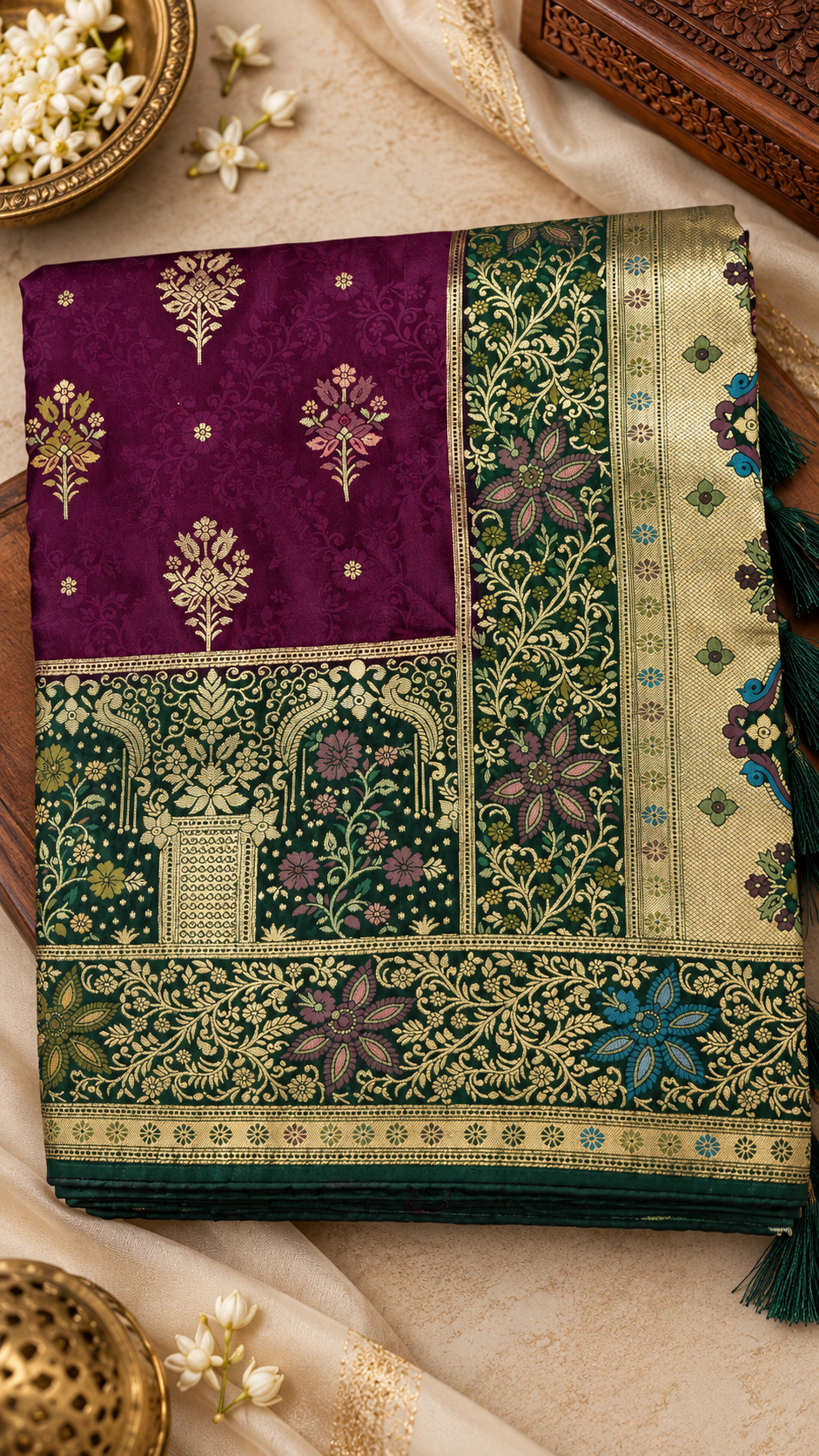 Beautifull Velvet Rose gajji satin saree